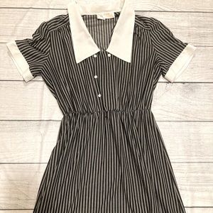 Vintage 70's Wide Lapel Pinstripe Dress